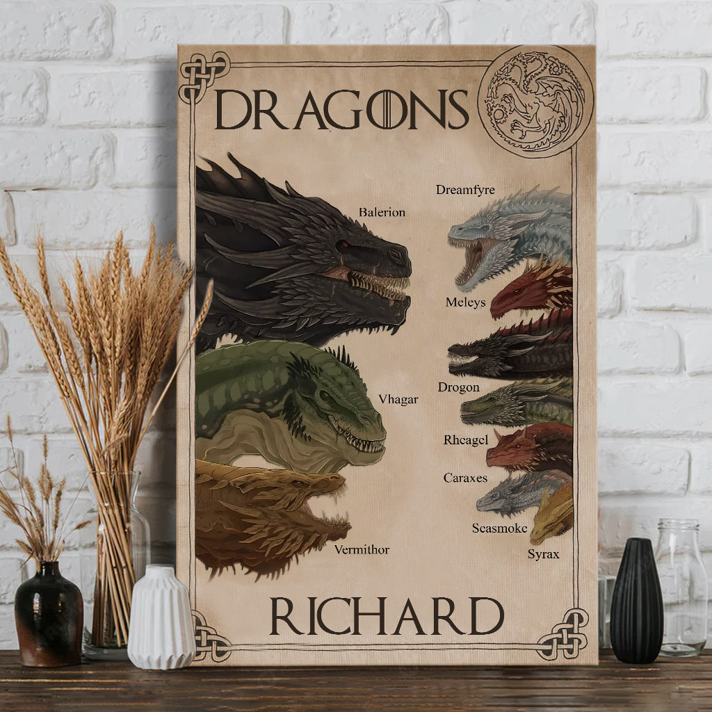 All The Dragons - Personalized Thrones Game Canvas And Poster