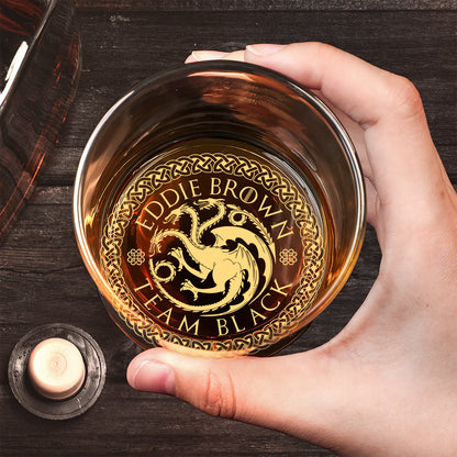 Team Black - Personalized Thrones Game Engraved Whiskey Glass