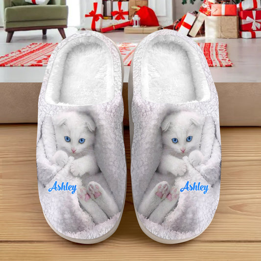 Happy Kitty - Personalized Cat Slippers