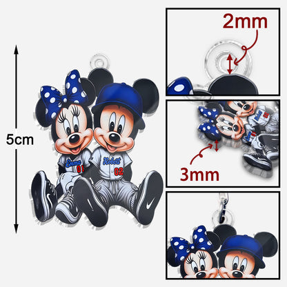 Mouse Couple Baseball - Personalized Baseball Custom Shaped Keychain