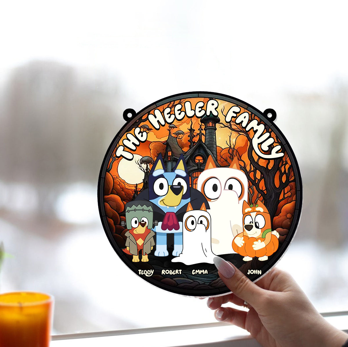 Happy Halloween - Personalized Window Hanging Suncatcher Ornament