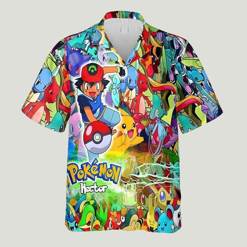 Poke Cartoon - Personalized Monster Trainer Hawaiian Shirt
