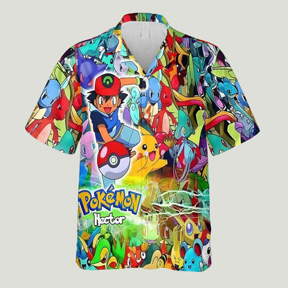 Poke Cartoon - Personalized Monster Trainer Hawaiian Shirt