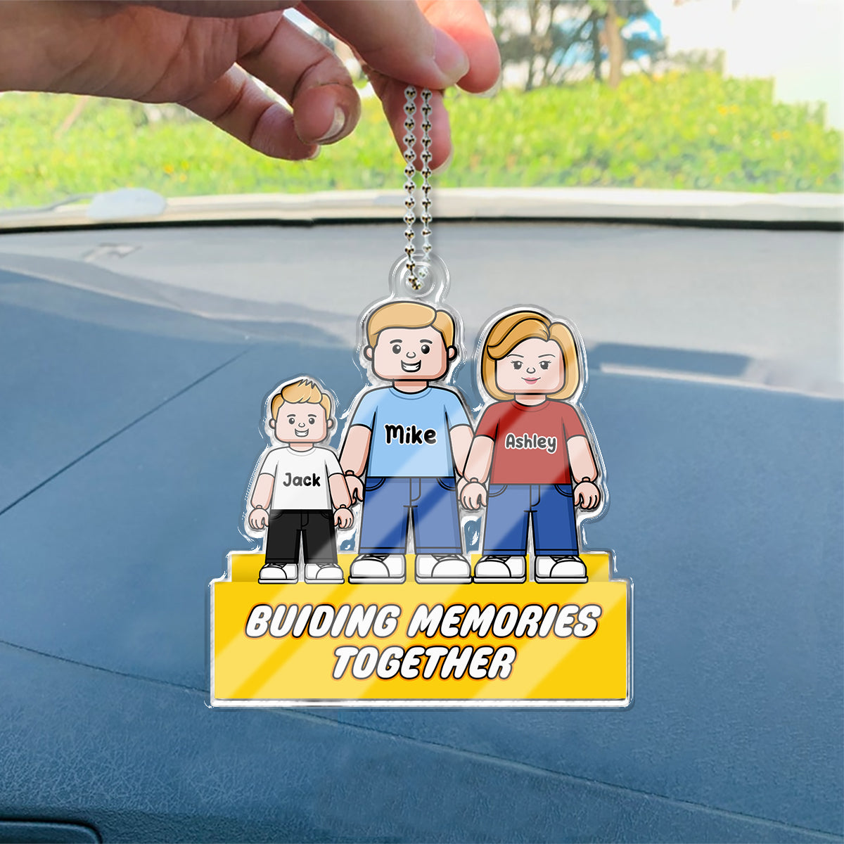 Buiding Memories Together - Personalized Family Custom Shaped Car Ornament