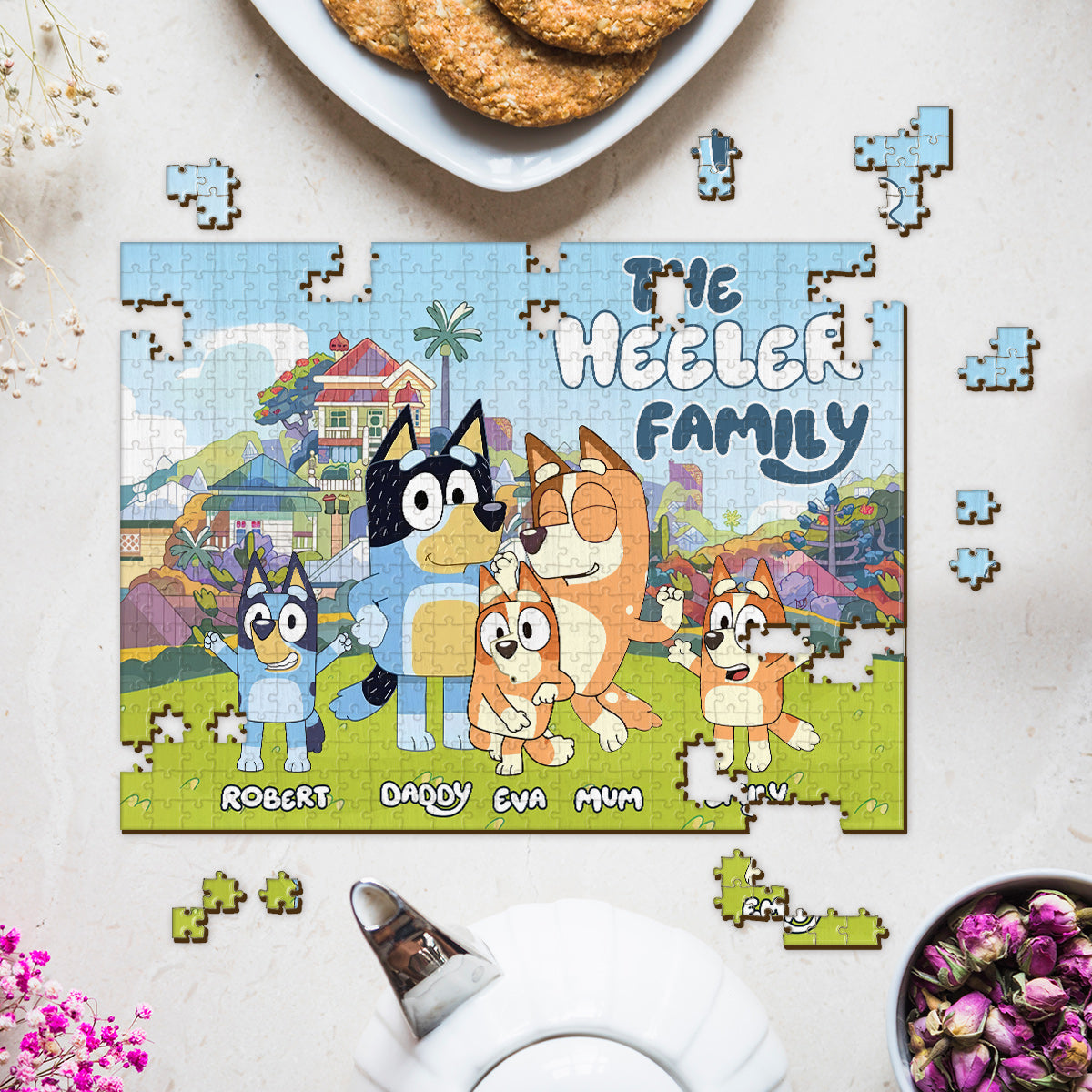 The Bluey Family - Personalized Family Jigsaw Puzzle