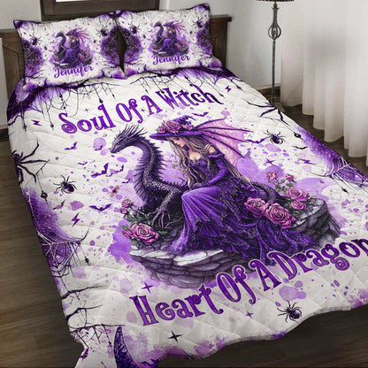 Soul Of A Witch Heart Of A Dragon - Personalized Witch Quilt Set