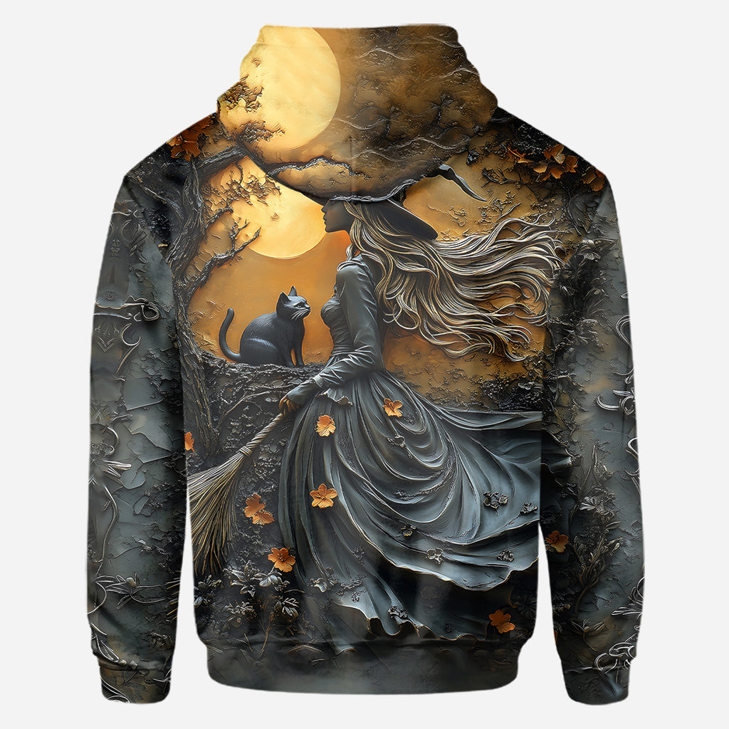 Beautiful Witch & Her Black Cat - Personalized Witch All Over Shirt