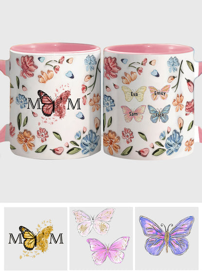 Mother Buttefly Pastel Floral Inflated - Personalized Mother Accent Mug