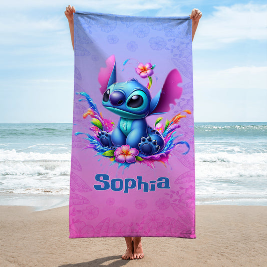 Colorful Ohana - Personalized Ohana Beach Towel