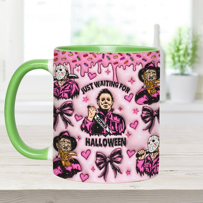 Just Waiting For The Halloween - Personalized Accent Mug
