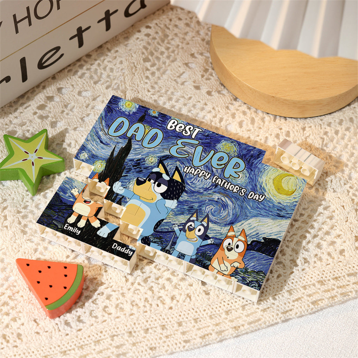 Best Dad Ever - Personalized Father One-sided Horizontal Rectangle Building Brick Blocks