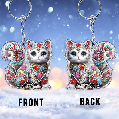 Beautiful Cat - Personalized Cat Custom Shaped Keychain
