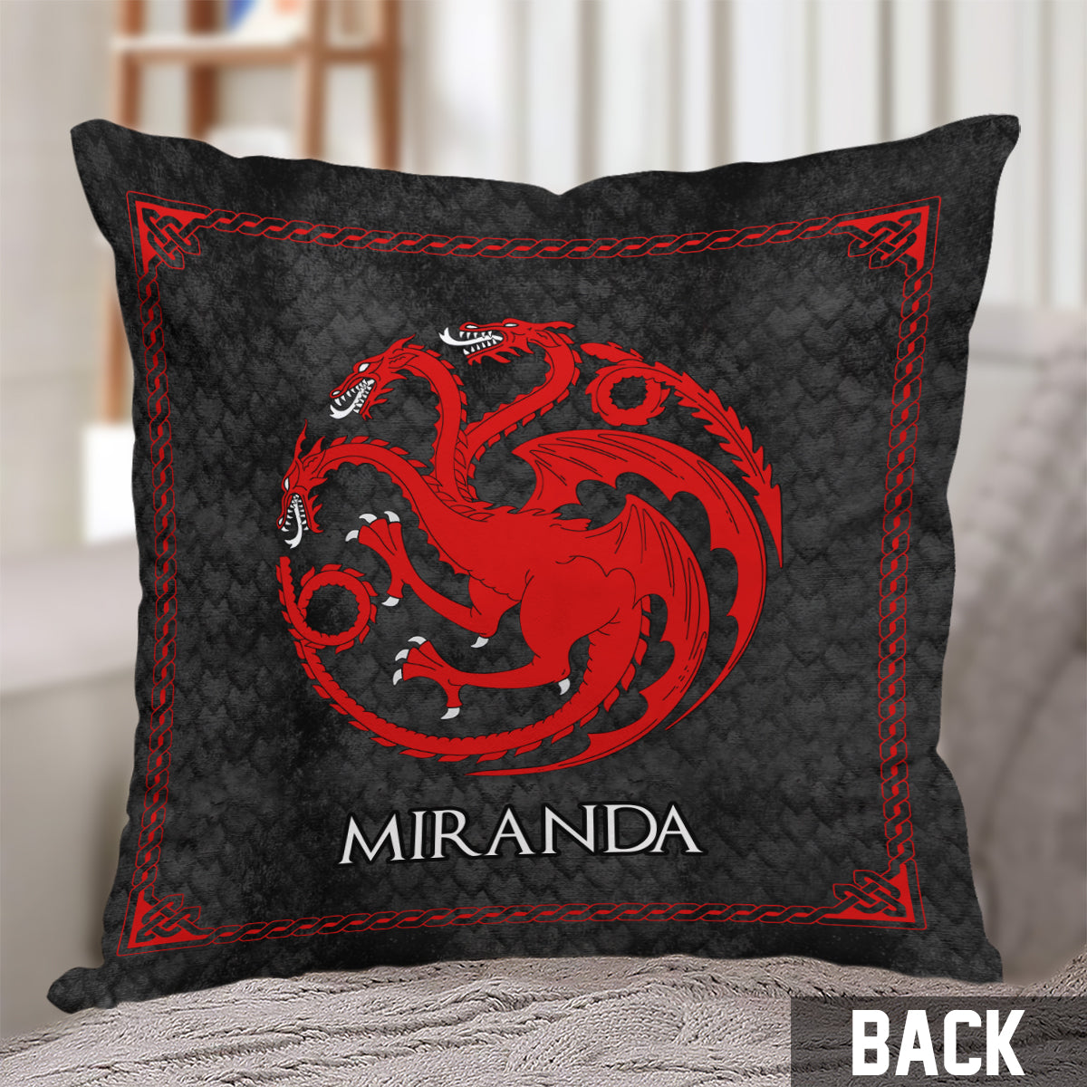 Team Black - Personalized Thrones Game Throw Pillow