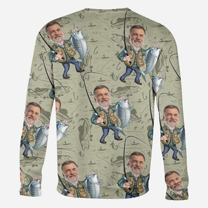 Funny Caricature Face - Personalized Fishing All Over Shirt