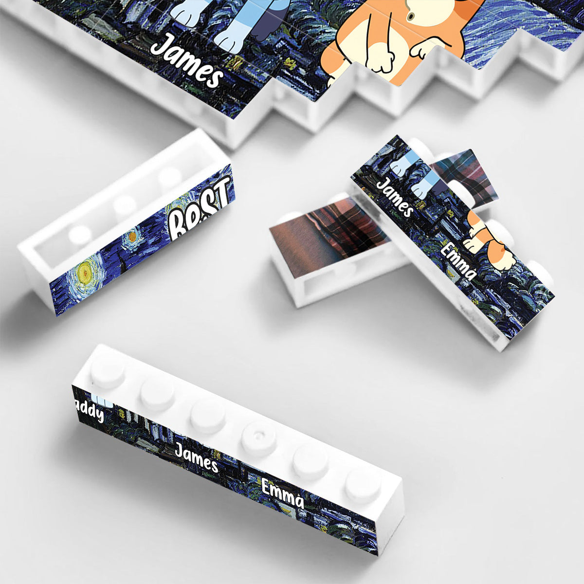 Best Dad Ever - Personalized Father One-sided Horizontal Rectangle Building Brick Blocks