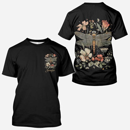Dragonfly & Flowers - Personalized Dragonfly All Over Shirt