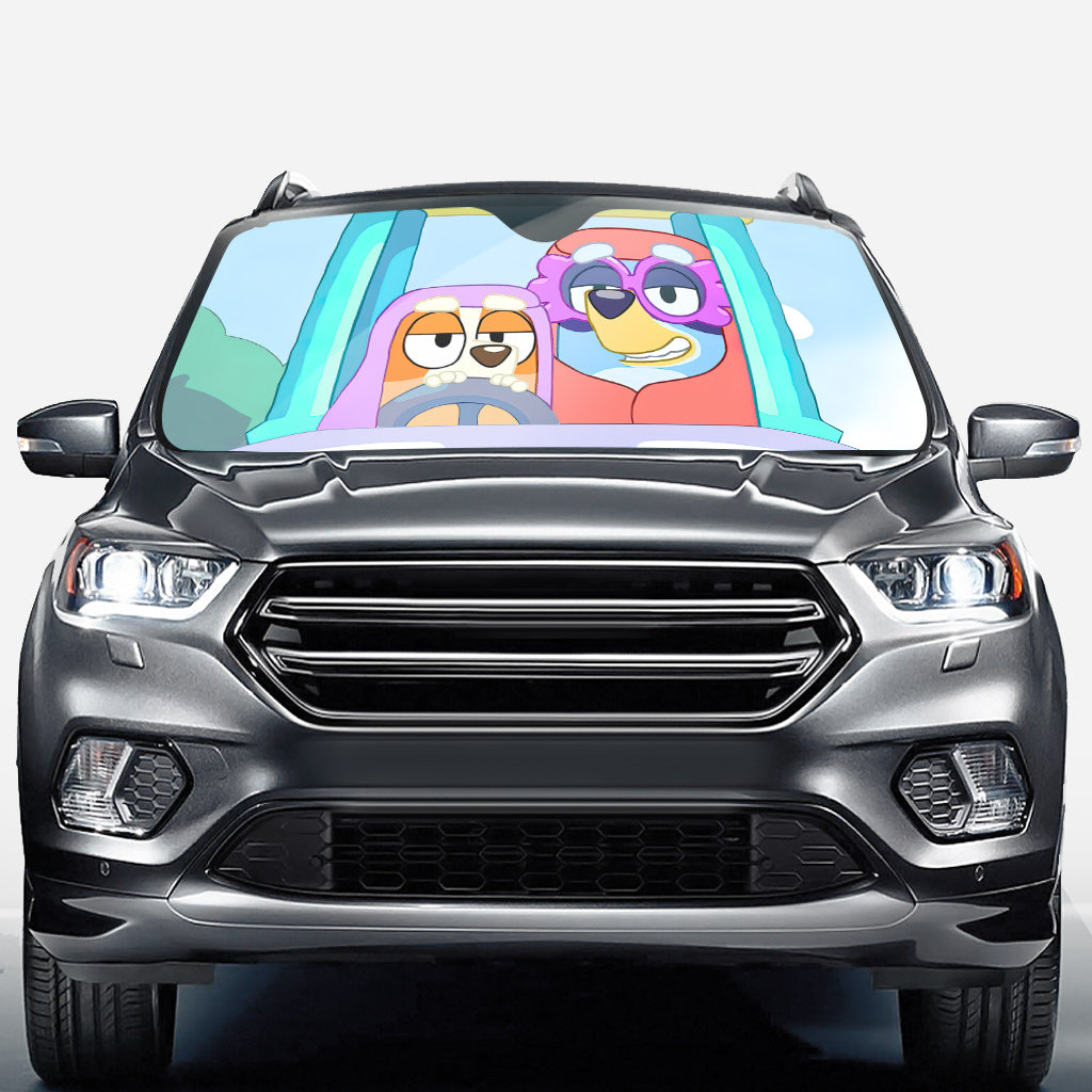 Nice Parking Spot Cool Blue Dog - Personalized Car Sunshade