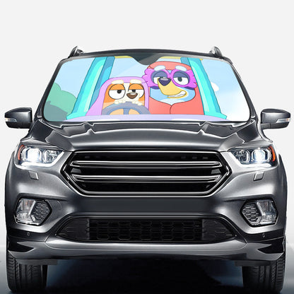 Nice Parking Spot Cool Blue Dog - Personalized Car Sunshade