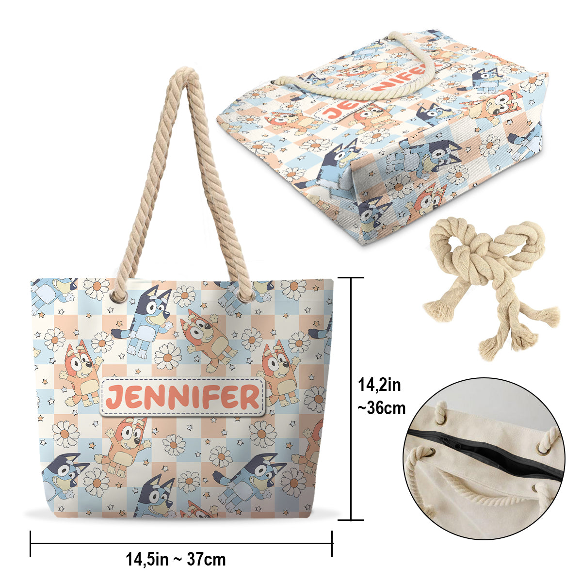 Floral Summer Pattern - Personalized Beach Bag