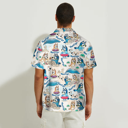 Cool Blue Dog - Personalized Sea Lover Hawaiian Shirt