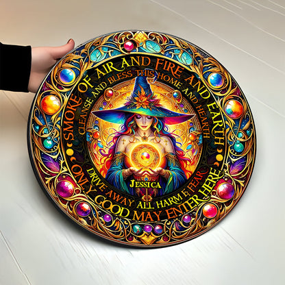 Smoke Of Air And Fire And Earth - Personalized Witch Round Wood Sign
