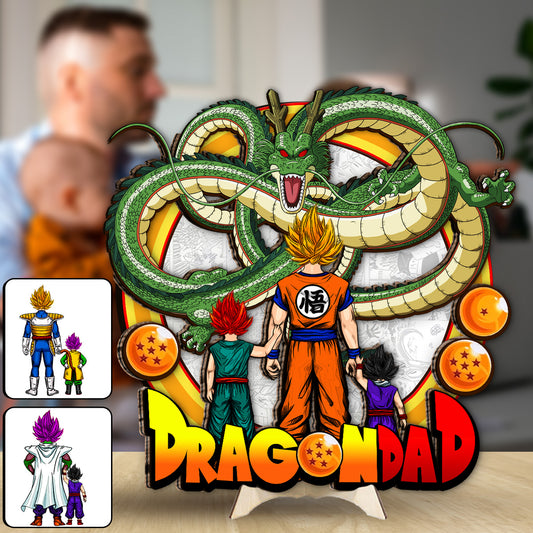 Dragon Dad - Personalized Father 2 Layered Wood Sign / Wood Plaque