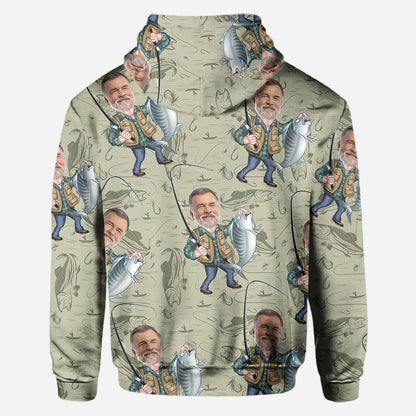 Funny Caricature Face - Personalized Fishing All Over Shirt
