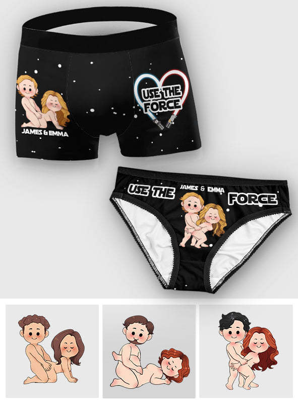 Use The Force Naughty - Personalized The Force Lace Border Women Briefs And Men’s Boxer Briefs