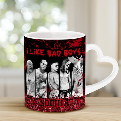 I Like Bad Boys - Personalized Heart Handle Mug