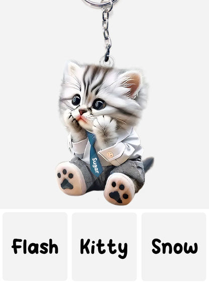 Cute Cat - Personalized Cat Custom Shaped Keychain