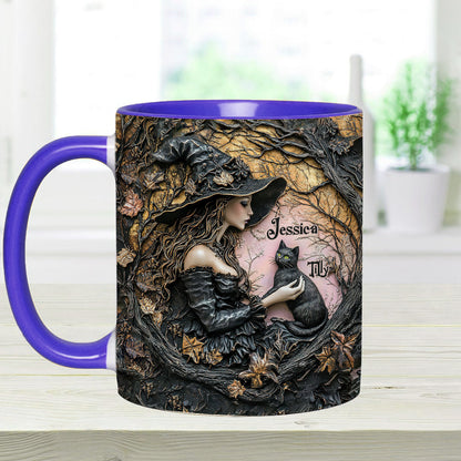A Witch And Her Black Cat It's A Beautiful Thing - Personalized Witch Accent Mug