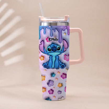 Blue Pink Ohana - Personalized Ohana Tumbler With Handle