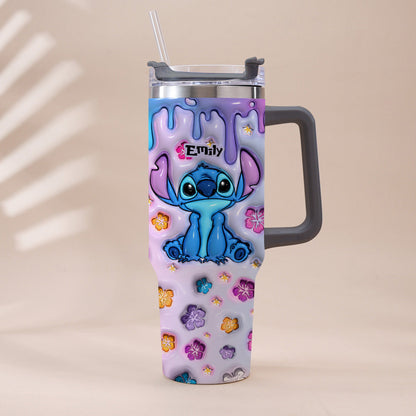 Blue Pink Ohana - Personalized Ohana Tumbler With Handle