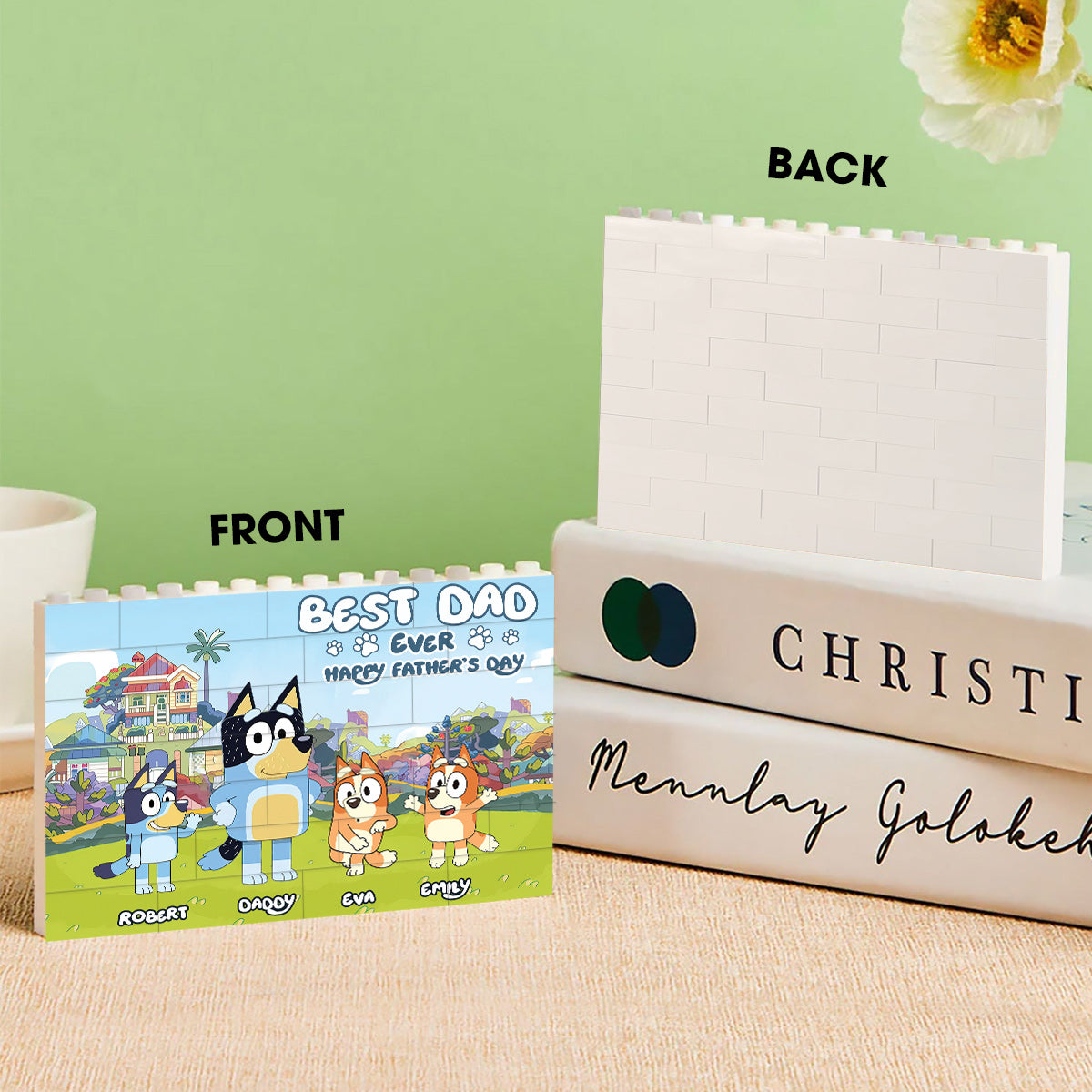 Best Dad Ever - Personalized Father One-sided Horizontal Rectangle Building Brick Blocks