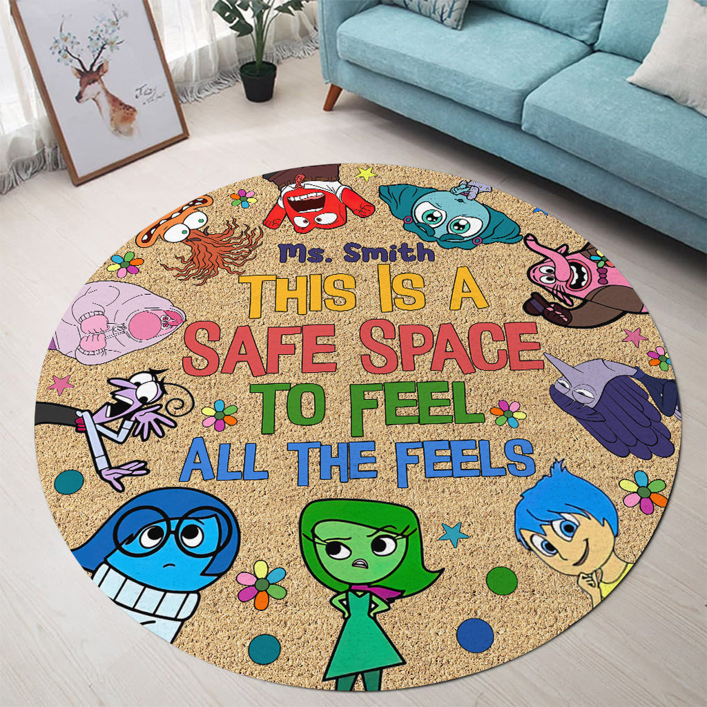 This Is A Safe Space To Feel All The Feels - Personalized Autism Awareness Round Rug