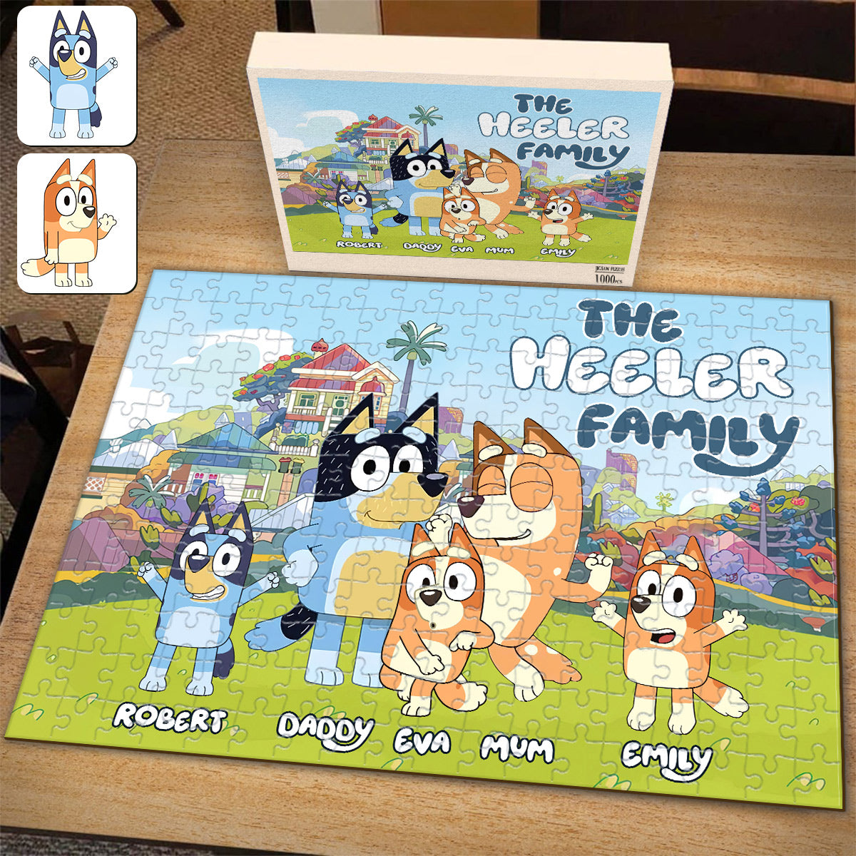 The Bluey Family - Personalized Family Jigsaw Puzzle