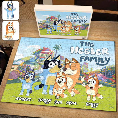 The Bluey Family - Personalized Family Jigsaw Puzzle