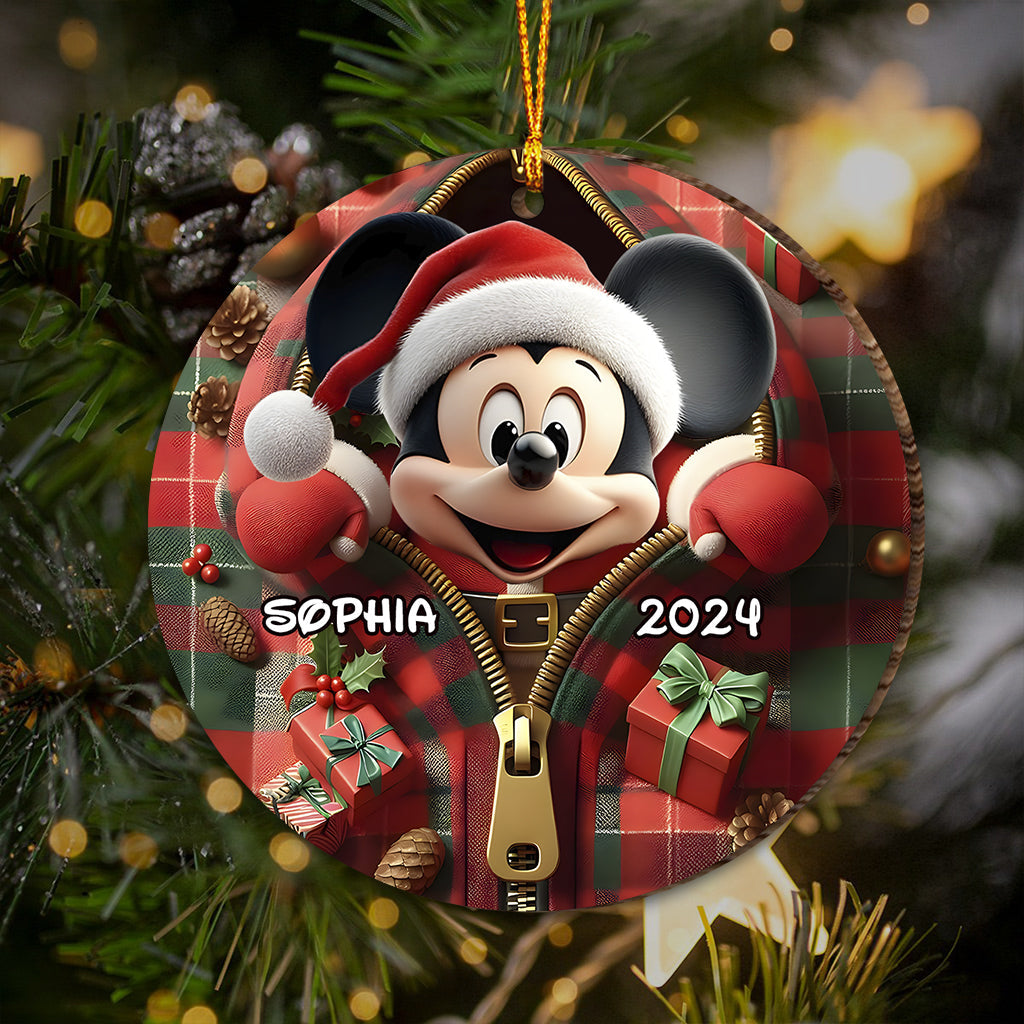 Peeking Santa Claus - Personalized Mouse Ornament