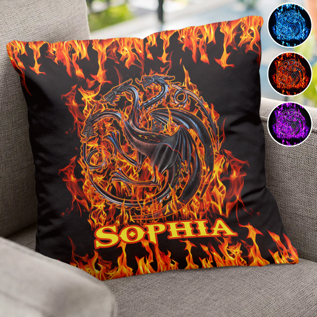 Fire And Blood Dragons - Personalized Thrones Game Throw Pillow
