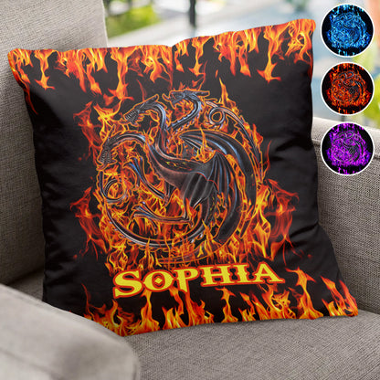 Fire And Blood Dragons - Personalized Thrones Game Throw Pillow