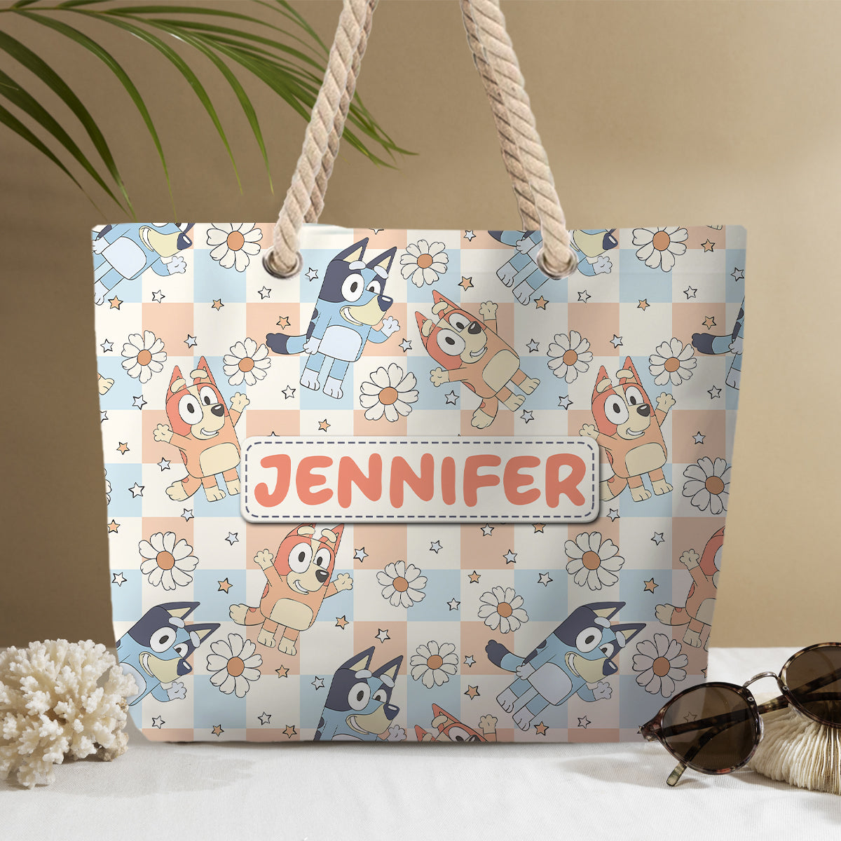 Floral Summer Pattern - Personalized Beach Bag