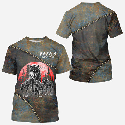 Papa Wolf Pack - Personalized Father All Over Shirt