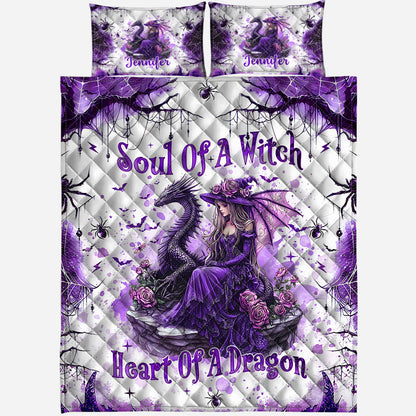 Soul Of A Witch Heart Of A Dragon - Personalized Witch Quilt Set