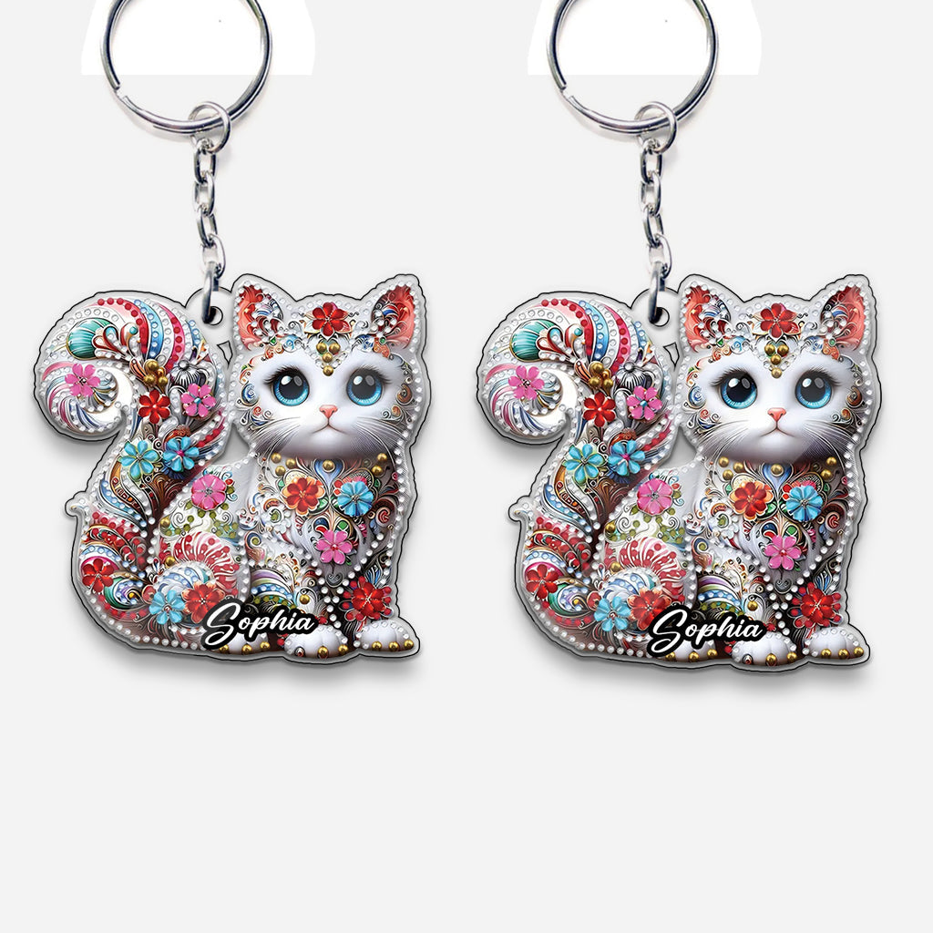 Beautiful Cat - Personalized Cat Custom Shaped Keychain