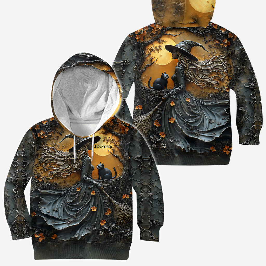 Beautiful Witch & Her Black Cat - Personalized Witch All Over Shirt