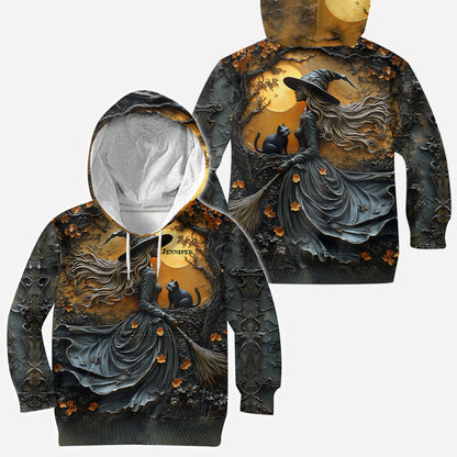 Beautiful Witch & Her Black Cat - Personalized Witch All Over Shirt