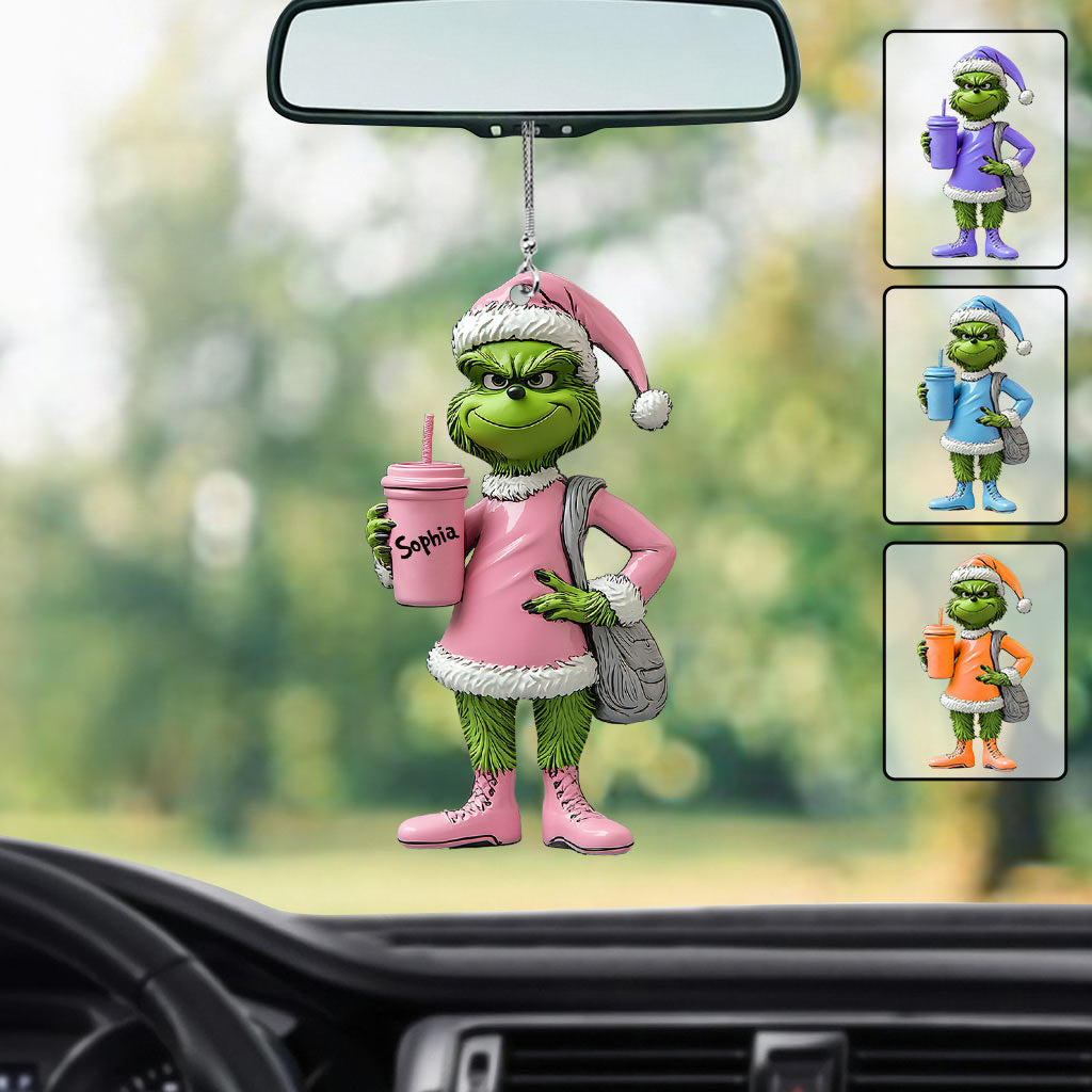 Grinchy Green Lady - Personalized Stole Christmas Car Ornament