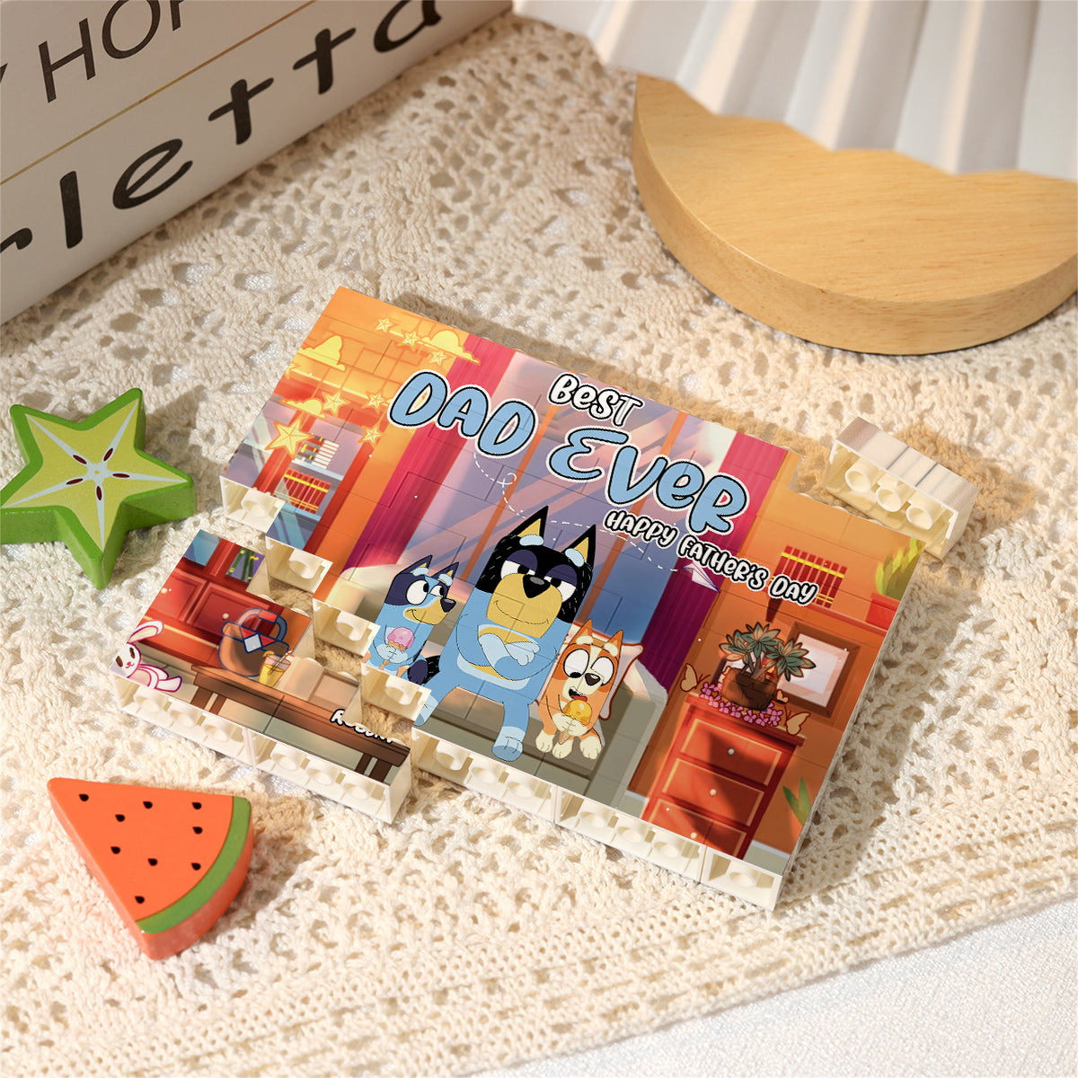 Best Dad Ever Happy Father's Day - Personalized Father One-sided Horizontal Rectangle Building Brick Blocks