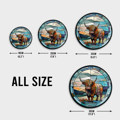 Love Highland Cow - Personalized Stained Glass Suncatcher