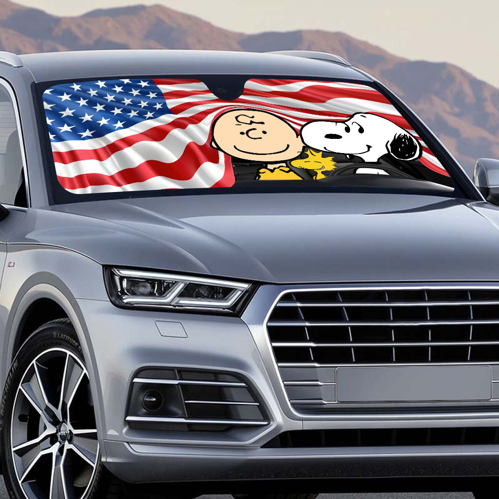 Best Friends U.S Flag - Car Sunshade